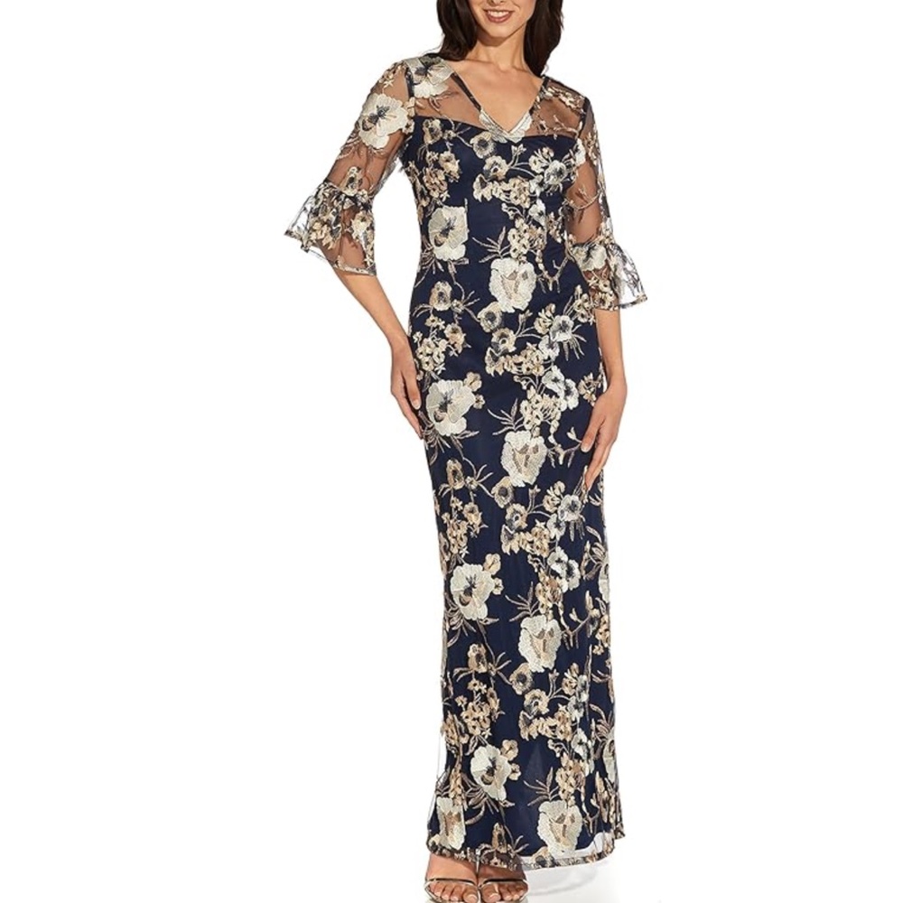 Adrianna Papell |‎ Embroidered Column Gown